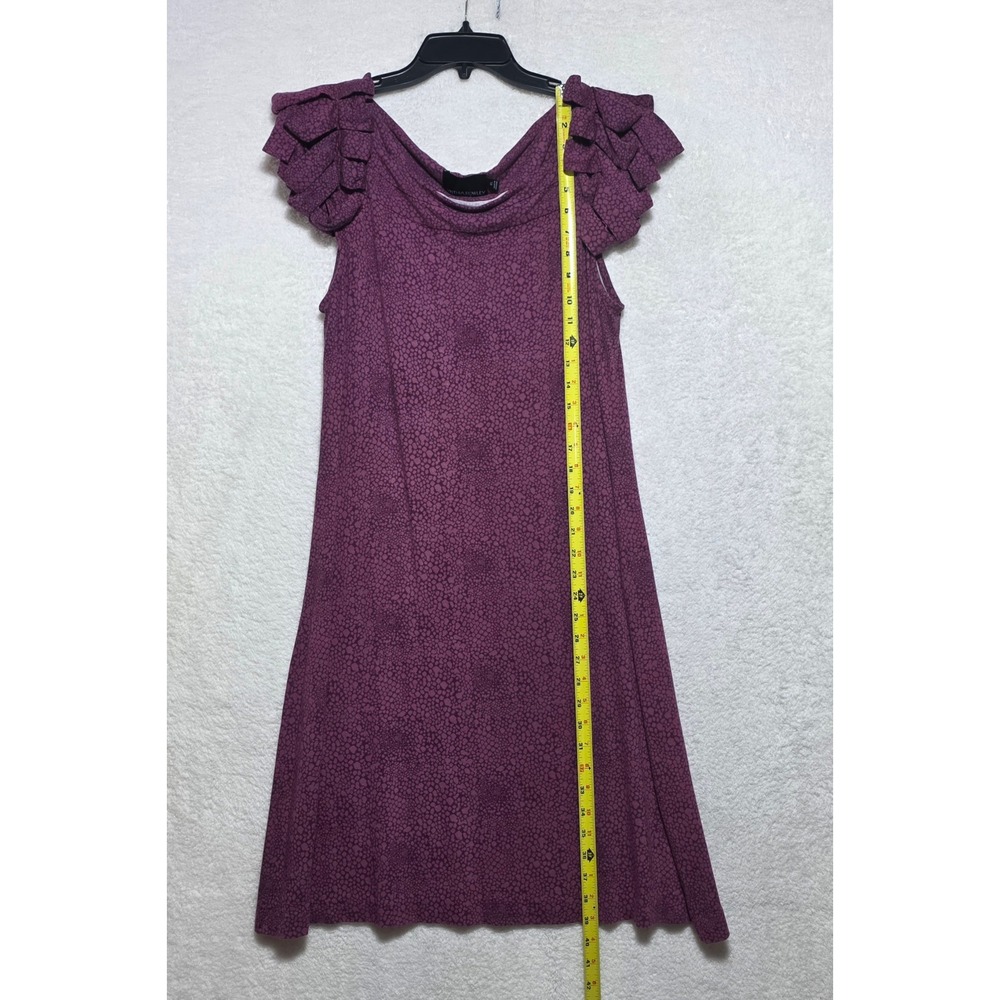 Cynthia Rowley Purple Pebble Print Ruffle Sleeve Cowl Neck A-Line Dress XL - Picture 6 of 7